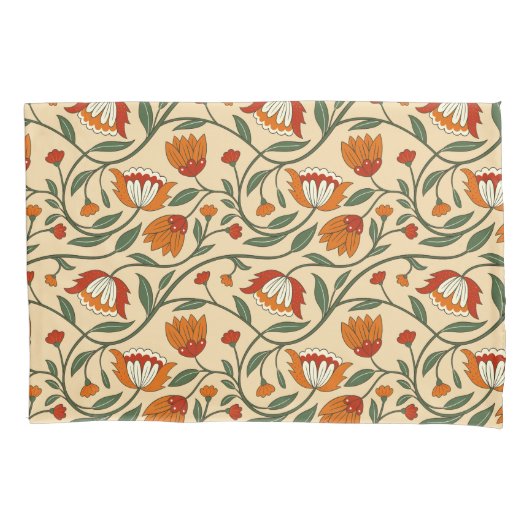Seamless floral pattern in beige background kussensloop (Voorkant-Links)
