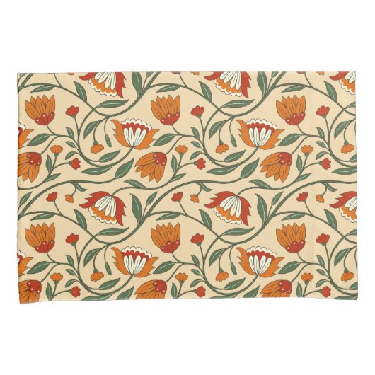 Seamless floral pattern in beige background kussensloop (Voorkant-Rechts)
