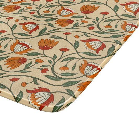 Seamless floral pattern in beige background snijplank (Hoek)