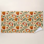 Seamless floral pattern in beige background strandlaken (Voorkant)