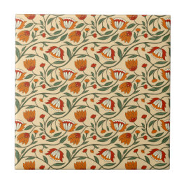 Seamless floral pattern in beige background tegeltje
