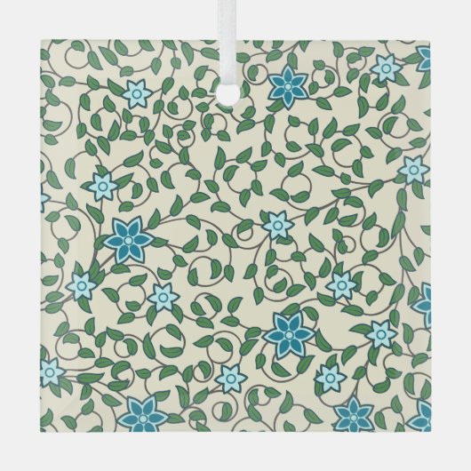Seamless floral pattern on beige background glas ornament (Voorkant)