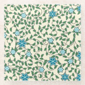 Seamless floral pattern on beige background glazen onderzetter (Voorkant)