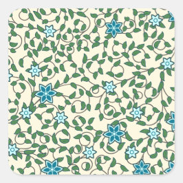 Seamless floral pattern on beige background vierkante sticker