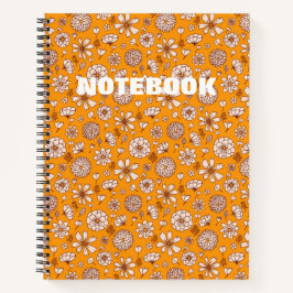 Seamless Floral pattern orange Notitieboek