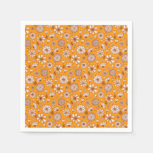Seamless Floral pattern orange Servet (Voorkant)