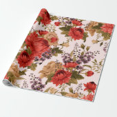 Seamless floral pattern roses with chrysanthemum a cadeaupapier (Uitgerold)