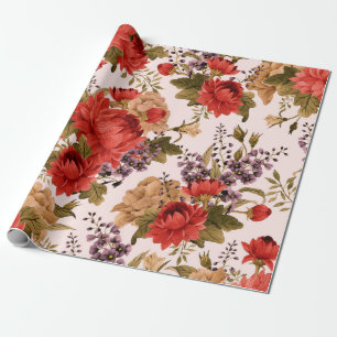 Seamless floral pattern roses with chrysanthemum a cadeaupapier