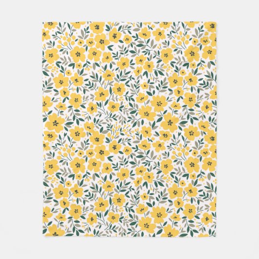 Seamless floral pattern, Small yellow flowers. Wh Fleece Deken (Voorkant)