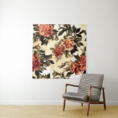 Seamless floral pattern with red and orange roses  wandkleed (In situ)