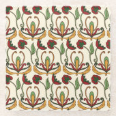 Seamless floral pattern with red and yellow  glazen onderzetter (Voorkant)