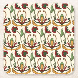 Seamless floral pattern with red and yellow  kartonnen onderzetters