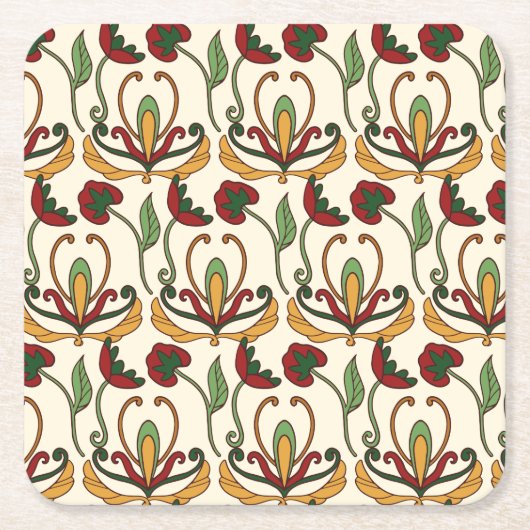 Seamless floral pattern with red and yellow  kartonnen onderzetters (Voorkant)