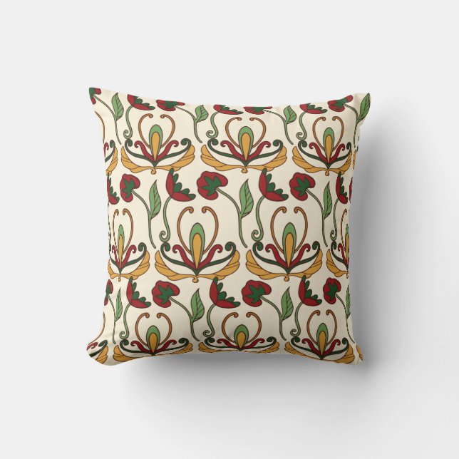 Seamless floral pattern with red and yellow  kussen (Voorkant)