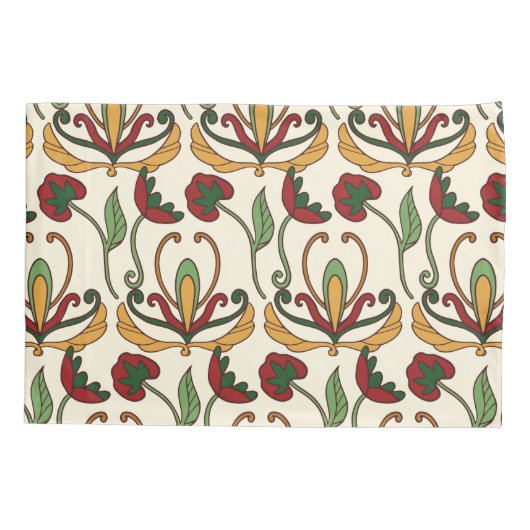 Seamless floral pattern with red and yellow  kussensloop (Achterkant-Links)