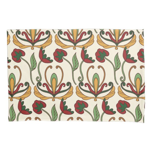 Seamless floral pattern with red and yellow  kussensloop (Voorkant-Links)
