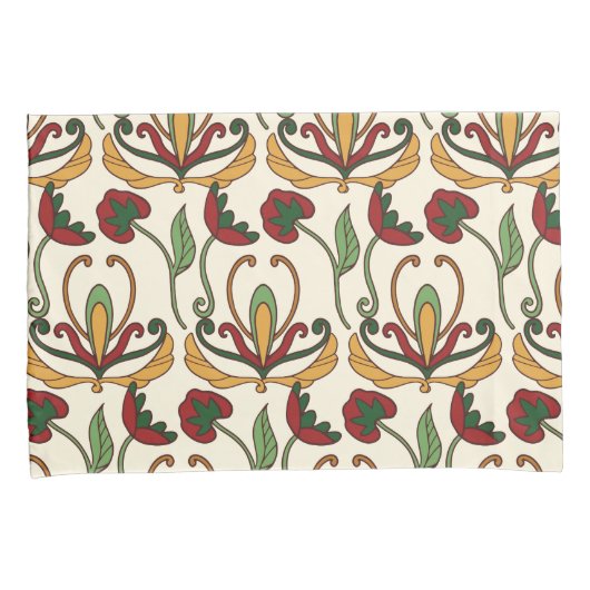 Seamless floral pattern with red and yellow  kussensloop (Voorkant-Rechts)