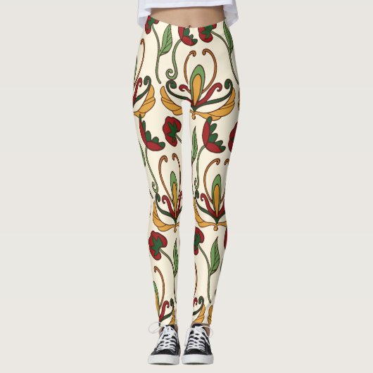 Seamless floral pattern with red and yellow  leggings (Voorkant)