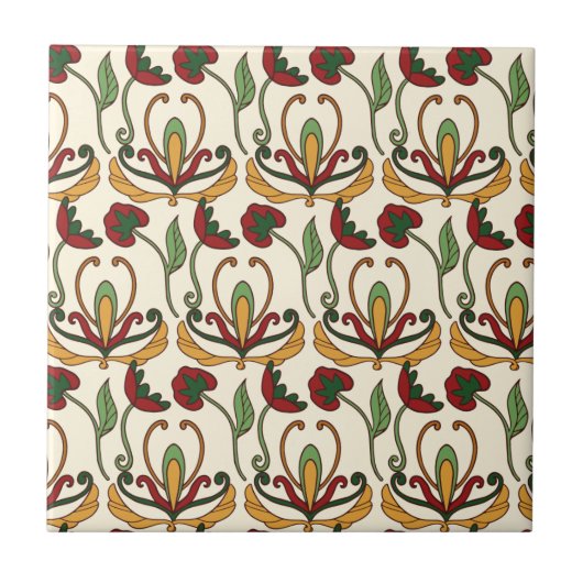 Seamless floral pattern with red and yellow  tegeltje (Voorkant)