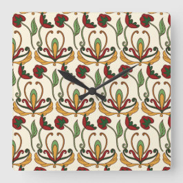 Seamless floral pattern with red and yellow  vierkante klok