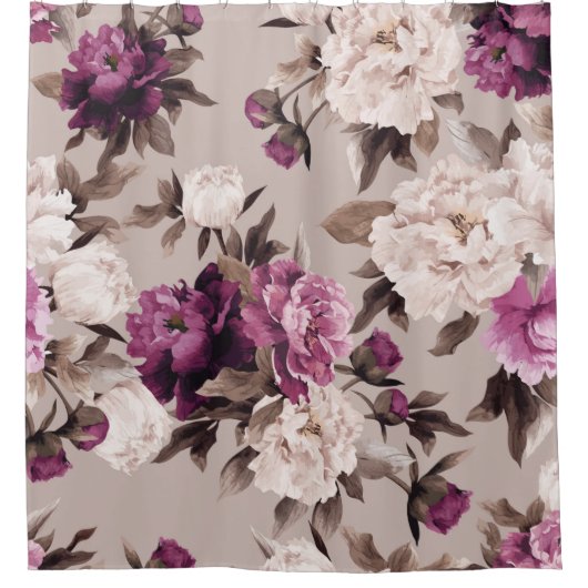 Seamless floral pattern with roses on light backgr douchegordijn (Voorkant)