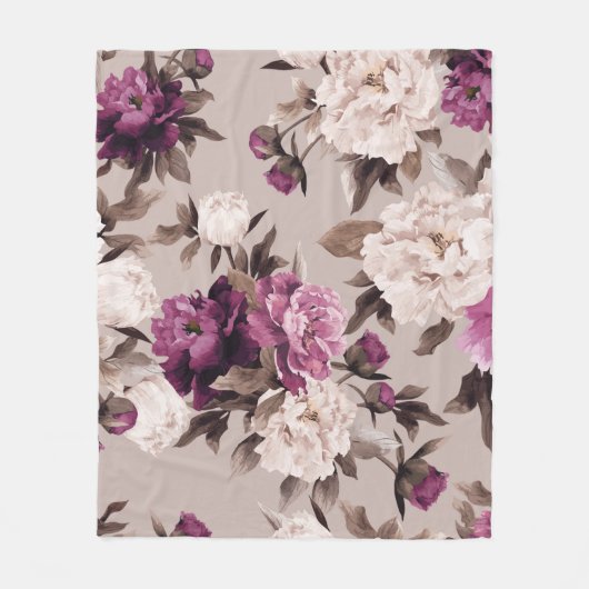 Seamless floral pattern with roses on light backgr fleece deken (Voorkant)