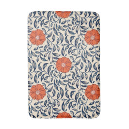 Seamless floral pattern with vibrant orange flower badmat