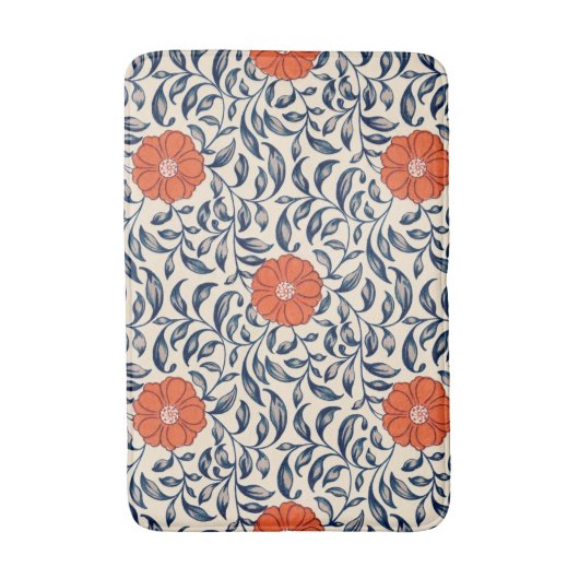 Seamless floral pattern with vibrant orange flower badmat (Voorkant Verticaal)