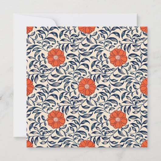 Seamless floral pattern with vibrant orange flower bedankkaart (Voorkant)