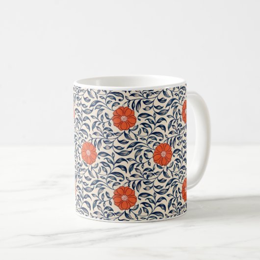 Seamless floral pattern with vibrant orange flower koffiemok (Voorkant rechts)