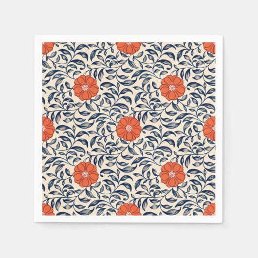 Seamless floral pattern with vibrant orange flower servet (Voorkant)
