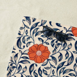 Seamless floral pattern with vibrant orange flower strandlaken