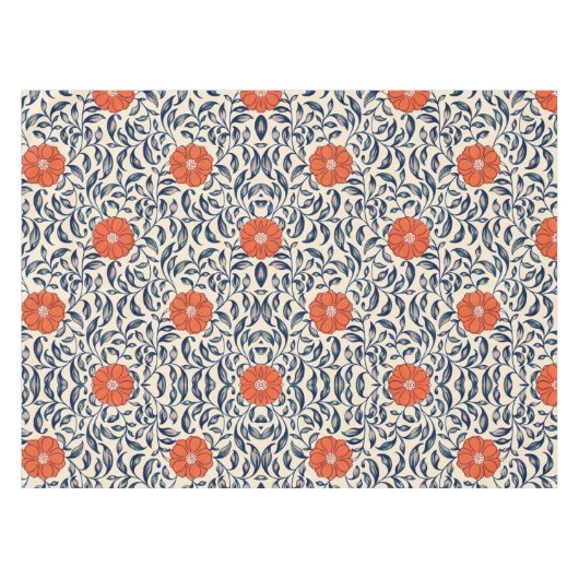 Seamless floral pattern with vibrant orange flower tafelkleed (Voorkant (Horizontaal))
