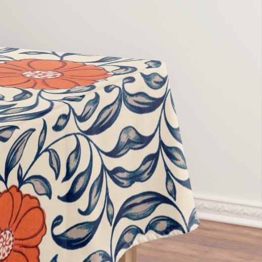 Seamless floral pattern with vibrant orange flower tafelkleed (Voorbeeld)