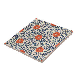Seamless floral pattern with vibrant orange flower tegeltje