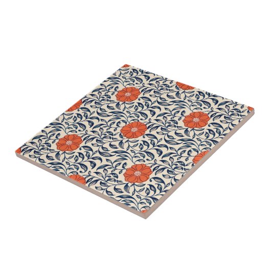 Seamless floral pattern with vibrant orange flower tegeltje (Zijkant)