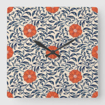 Seamless floral pattern with vibrant orange flower