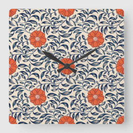 Seamless floral pattern with vibrant orange flower vierkante klok