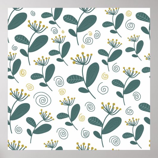 Seamless flowers background in Scandinavian style. Poster (Voorkant)