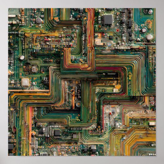 Seamless Fractured Tech: Bent Circuit Boards  Poster (Voorkant)