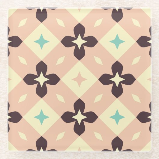 Seamless geometric floral  pattern glazen onderzetter (Voorkant)