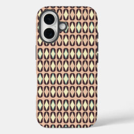 Seamless geometric pattern in dark brown leaf  iPhone 16 hoesje