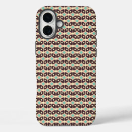 Seamless geometric pattern in dark brown leaf  iPhone 16 plus hoesje