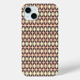 Seamless geometric pattern in dark brown leaf  iPhone 15 mini hoesje