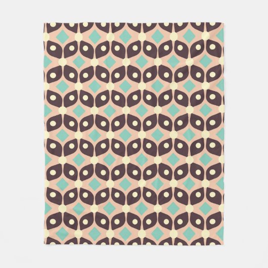 Seamless geometric pattern in dark brown leaf  fleece deken (Voorkant)