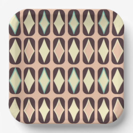 Seamless geometric pattern in dark brown leaf  papieren bordje