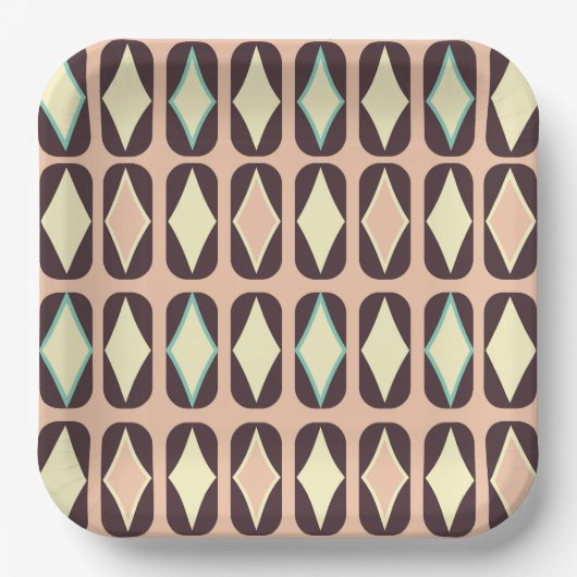 Seamless geometric pattern in dark brown leaf  papieren bordje (Voorkant)