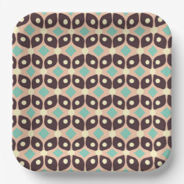 Seamless geometric pattern in dark brown leaf  papieren bordje