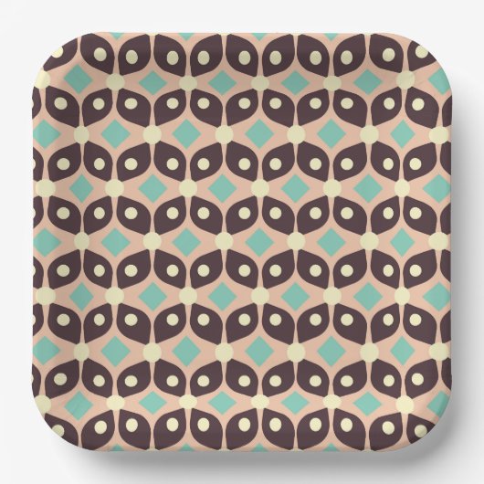 Seamless geometric pattern in dark brown leaf  papieren bordje (Voorkant)