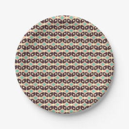 Seamless geometric pattern in dark brown leaf  papieren bordje